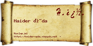 Haider Éda névjegykártya